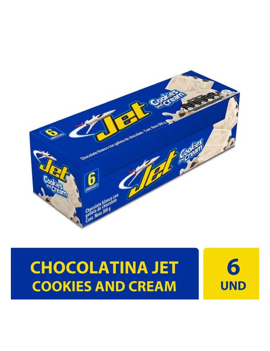 Chocolatina Jet Cookies And Cream 6 Unidades X 50g c/u
